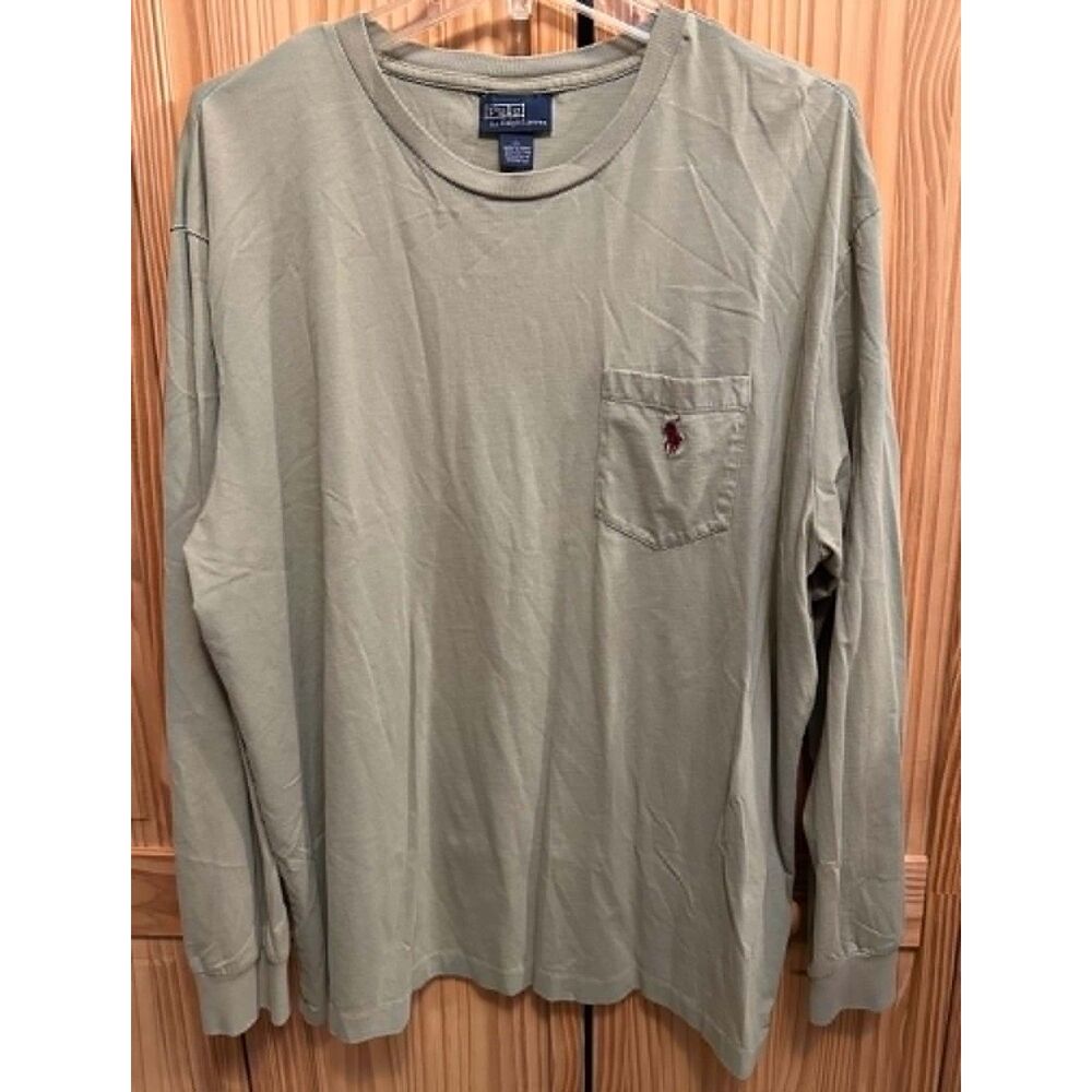 Ralph Lauren Mens Sz XLg Green Long Sleeve Polo Shirt Pre-Owned
